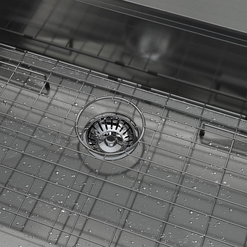 33 in. Drop-In/Undermount Single Bowl 16 Gauge Gunmetal Black Stainless Steel Kitchen Sink with Bottom Grids - Hercitys