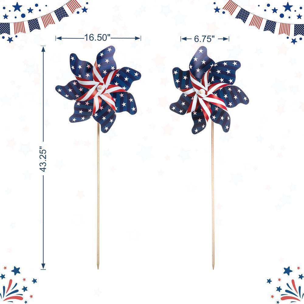 43.25 in. H Set of 4 Patriotic/Americana Plastic Windmills(KD) - Hercitys