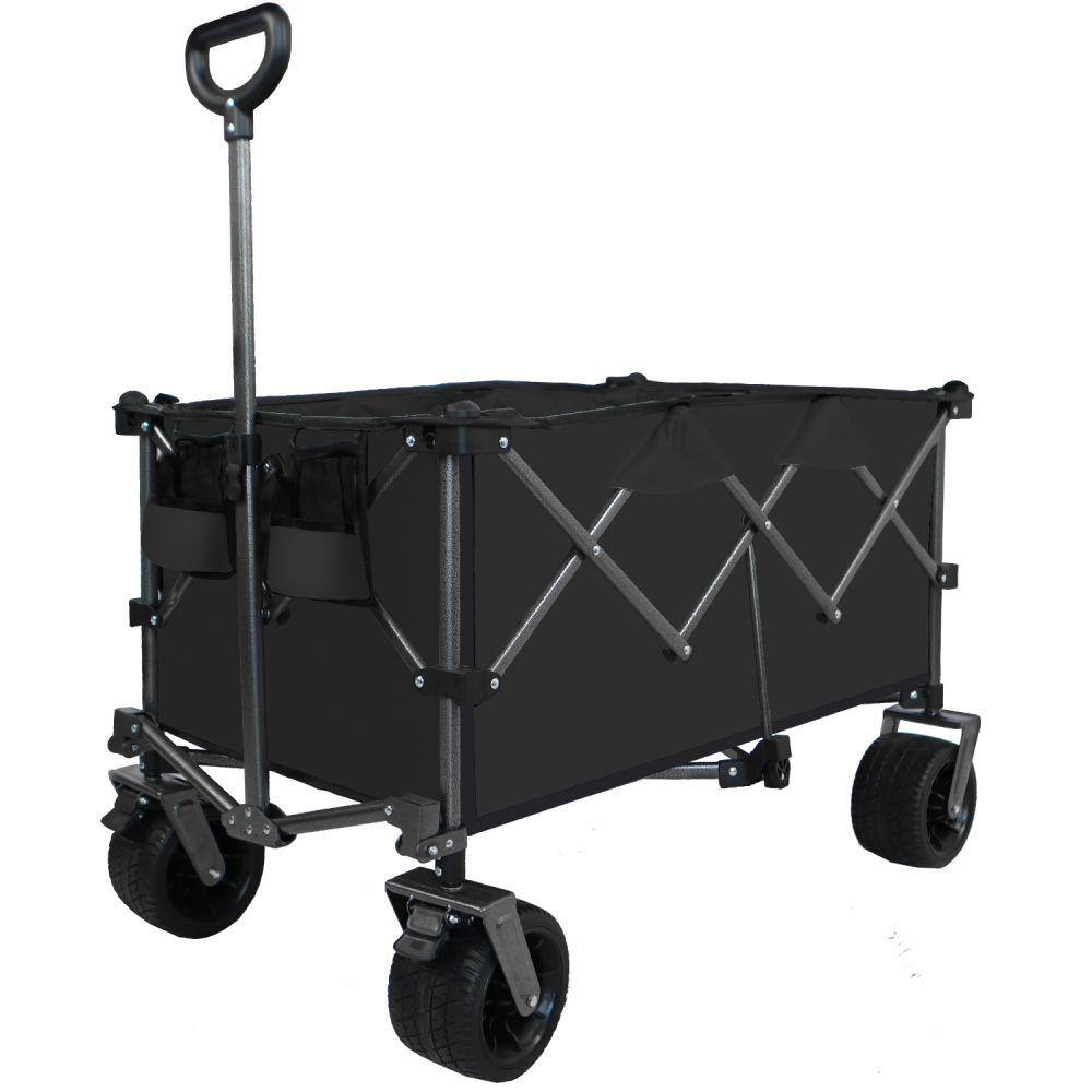 1.58 cu. ft After Folding Steel Garden Cart Collapsible Folding Wagon, Push Pull Foldable Beach Wagon Cart - Hercitys