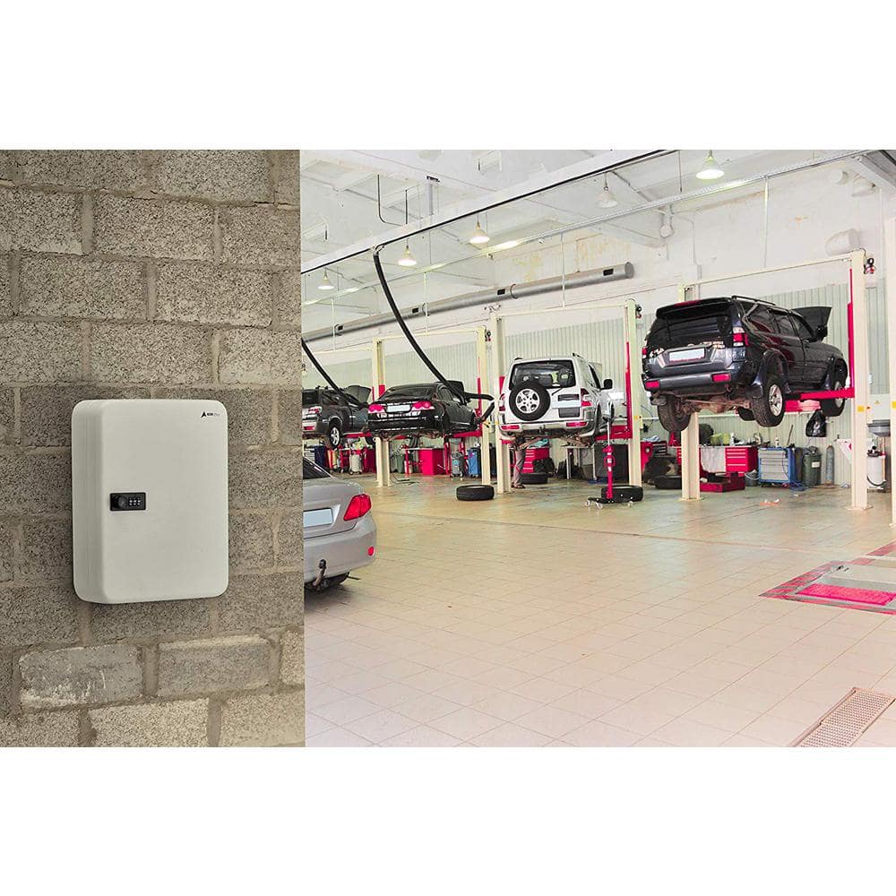 30-Key Steel Secure Safe Lock Box Key Cabinet with Combination Lock, White (2-Pack) - Hercitys