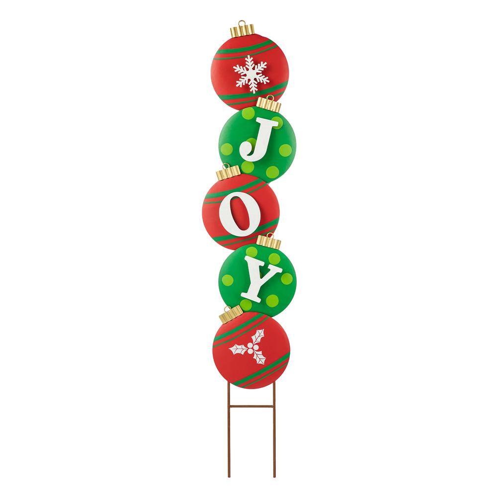 42 in. H Metal JOY Ornament Christmas Yard Decor Yard Stake or Wall Decor - Hercitys