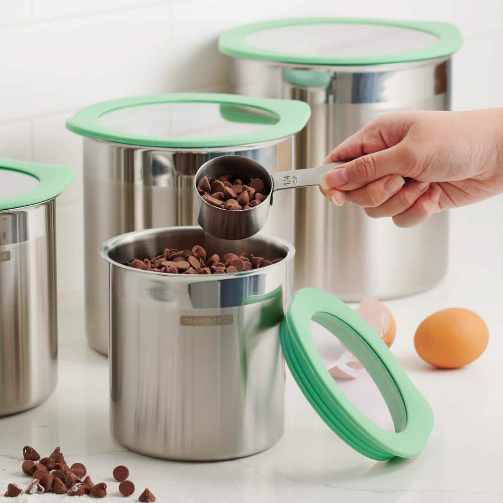 4 Pc Stainless Steel Canister Set – Mint Green - Hercitys