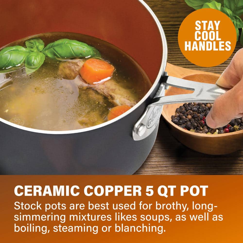 5-Piece Aluminum Ti-Ceramic Nonstick Round Cookware Set with Lids in Graphite - Hercitys