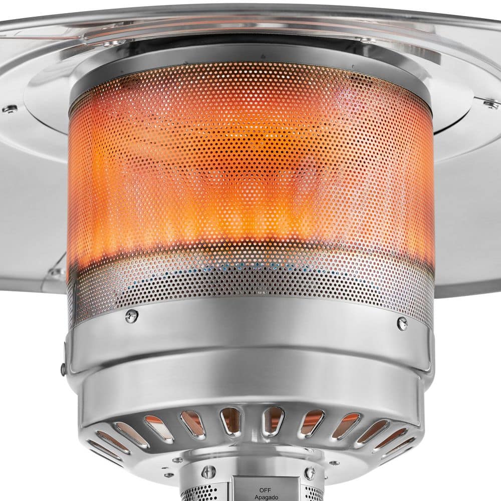 48000 BTU Stainless Steel Propane Standing Patio Heater with Wheels - Hercitys