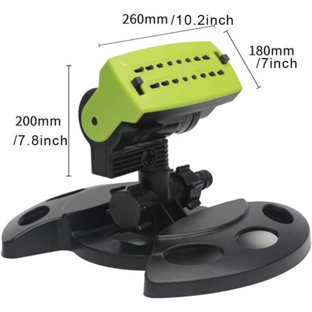 3200-sq. ft. Revolving Sprinkler 16-Hole Oscillating Sprinkler with Angle & Outlet and Spraying Adjustment, Green Finish - Hercitys
