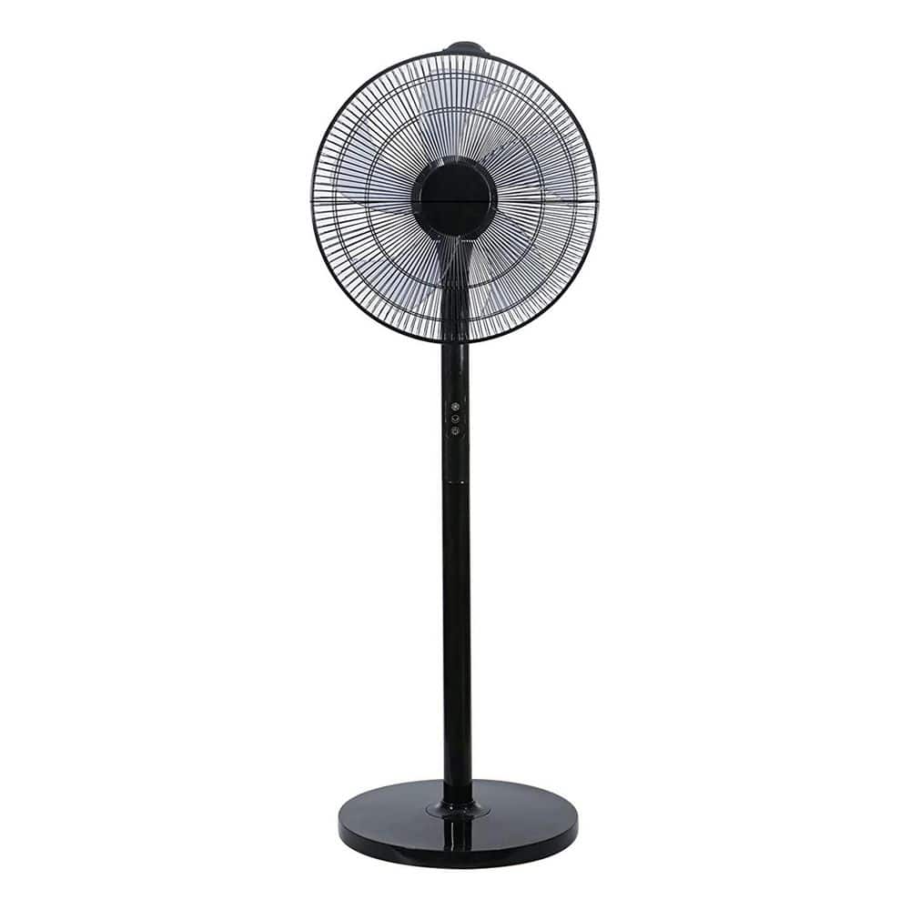 14.5 in. 12-Fan Speeds Pedestal Fan in Black with 90° Wide Oscillation, Remote Control, Timer - Hercitys