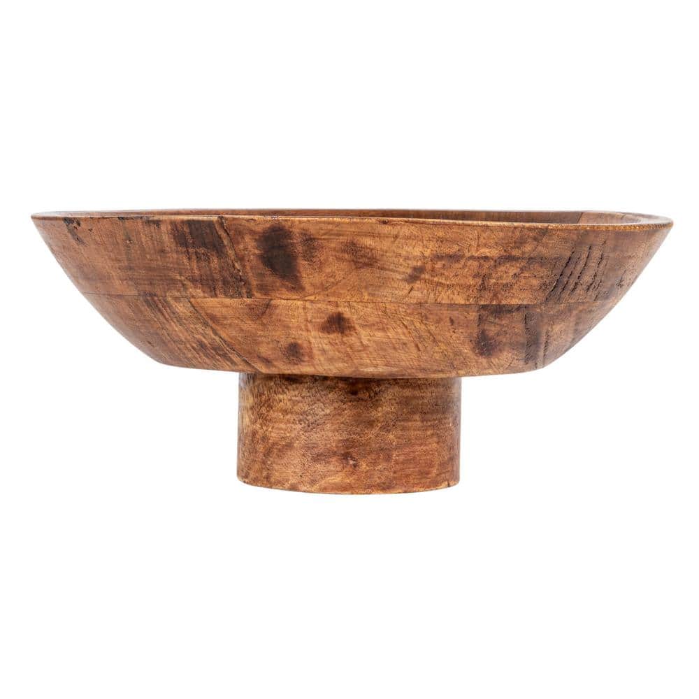 218 fl. oz. 11.5 in. Natural Brown Mango Wood Serving Bowls (Set of 1) - Hercitys
