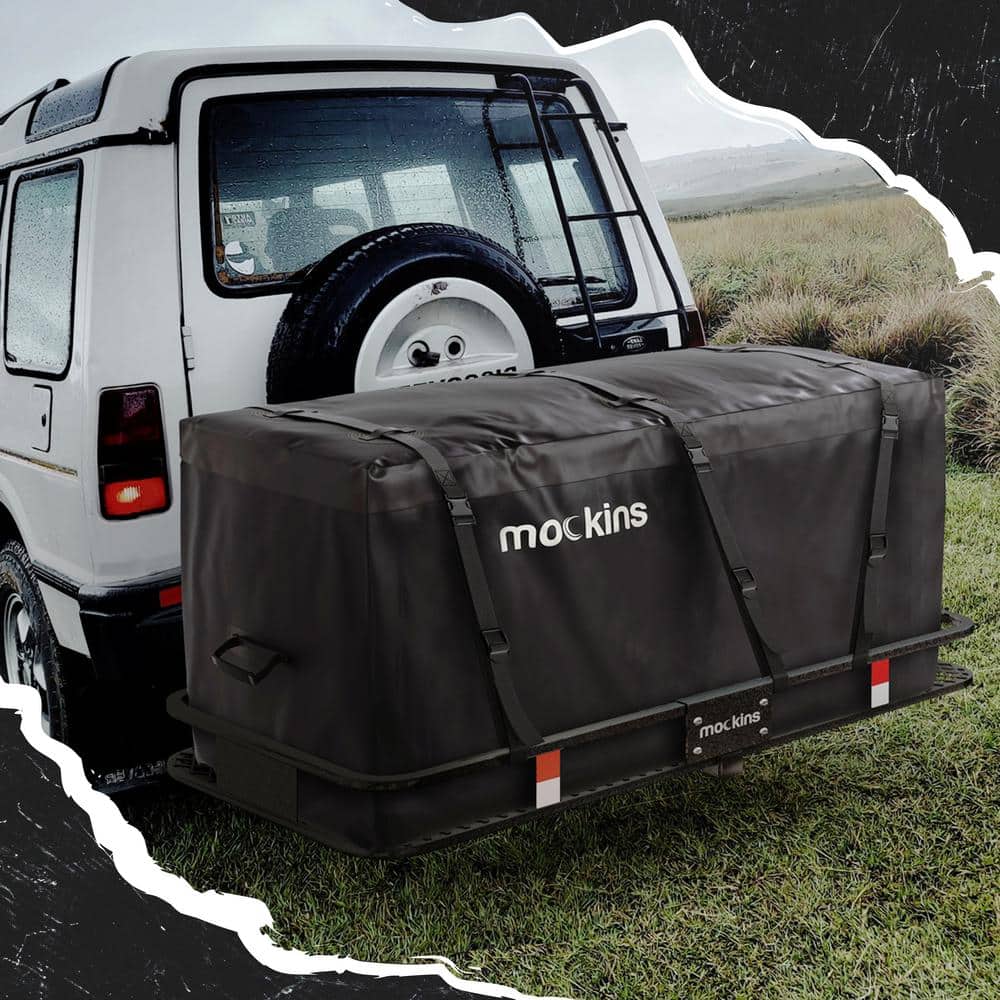 25 Cu. Ft. XL Hitch Cargo Carrier Bag 59.5×30.5×23.5 in. Black Abrasion Resistant Vinyl Waterproof Cargo Bag - Hercitys