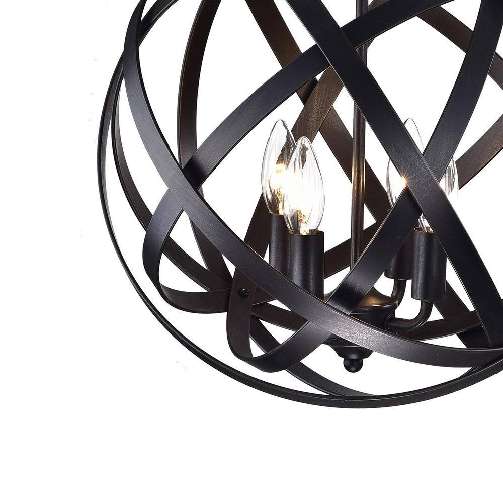 12.6 in. 3-Light Black and Brown finish Semi-Flush Mount Chandelier - Hercitys