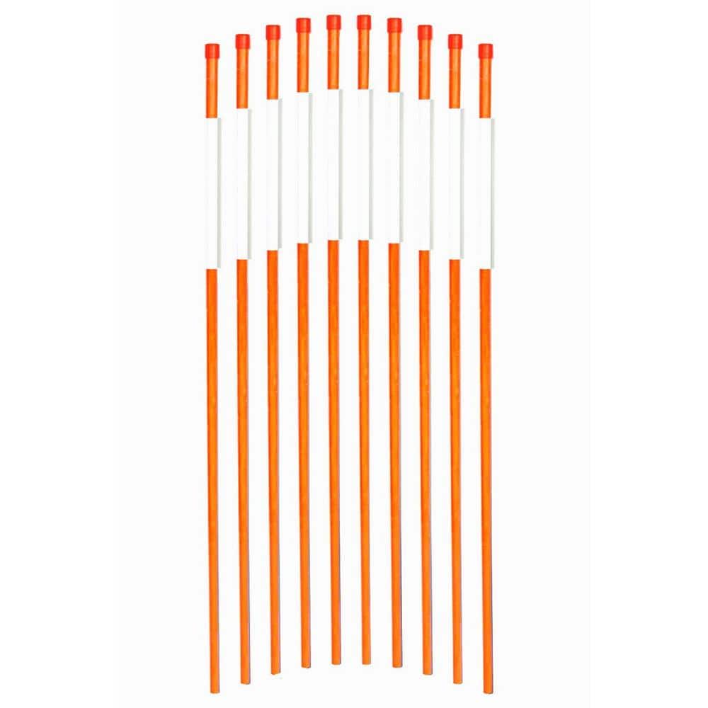 48 in. Driveway Markers 1/4 in. Dia Driveway Poles Snow Markers Snow Stakes, Orange (20-Pack) - Hercitys