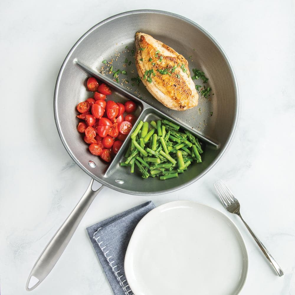 12 in. Cast Aluminum 3-in-1 Divided Saute Pan - Hercitys
