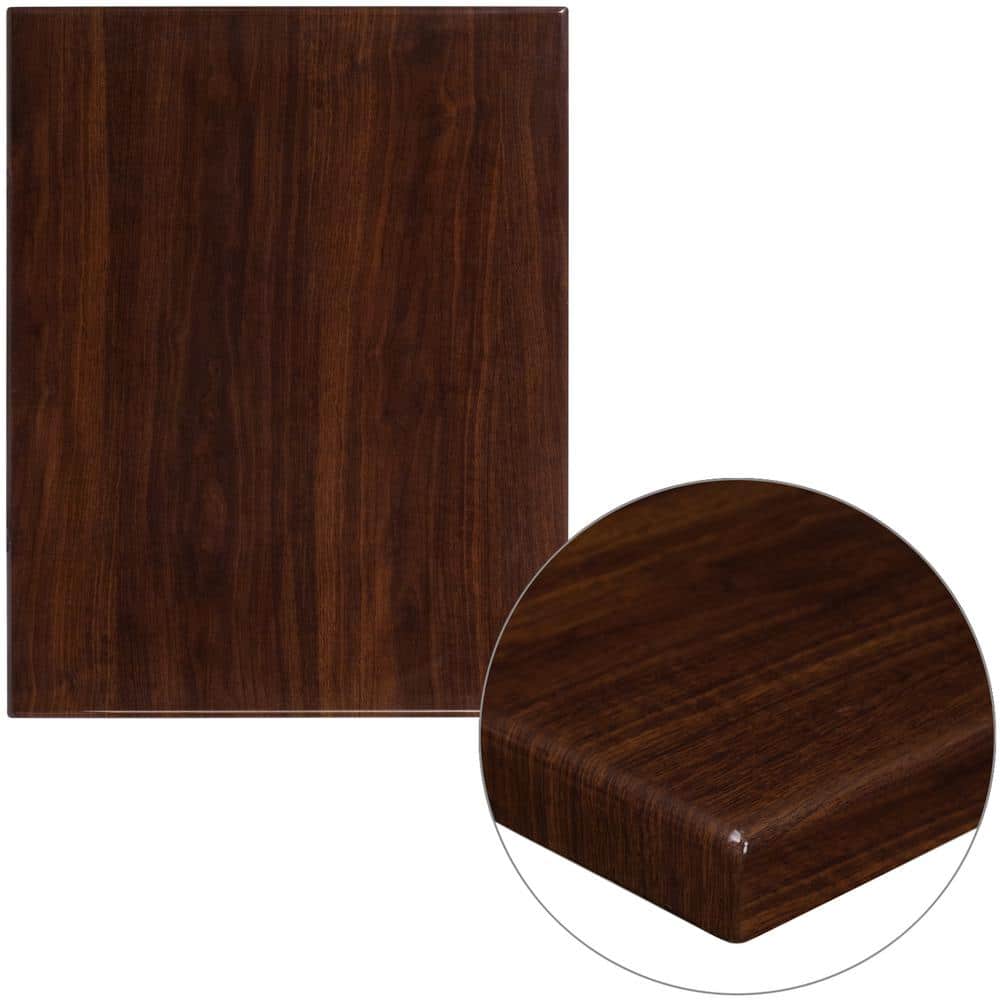24 in. x 30 in. High-Gloss Walnut Resin Table Top with 2 in. Thick Drop-Lip - Hercitys