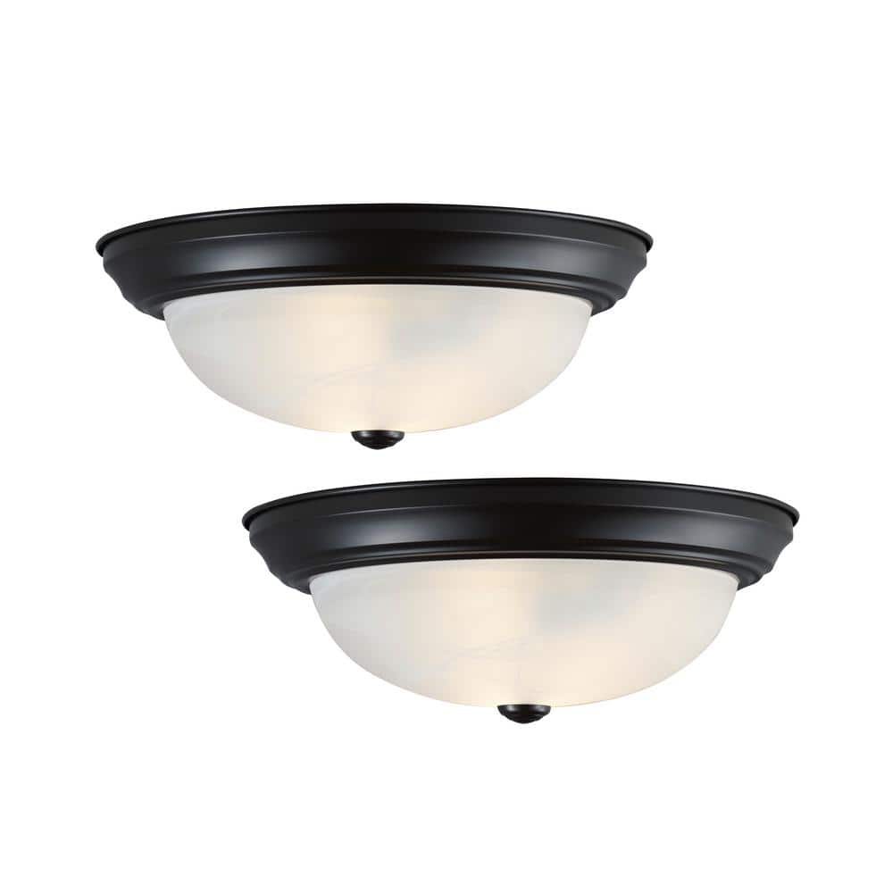15 in. 3-Light ORB Transitional Flush Mount with Frosted Glass Shade and No Bulbs Included (2-Pack) - Hercitys