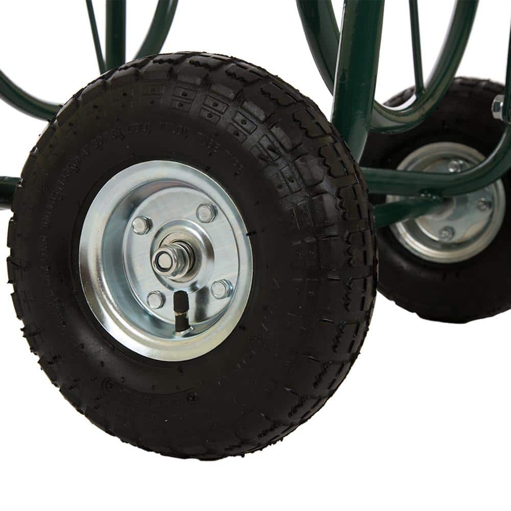 250 ft. Green Steel 4-Wheel Garden Hose Reel Cart - Hercitys