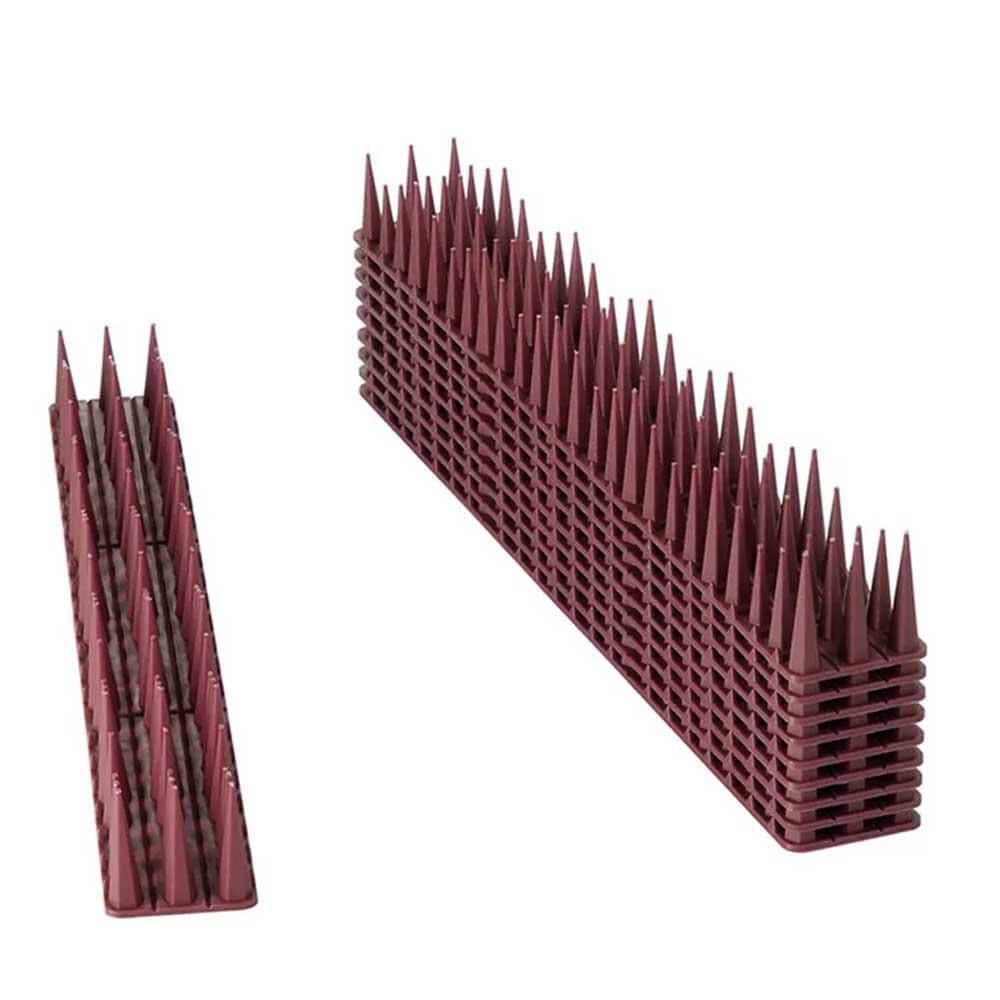 16.9 Brown Plastic Deterrent Fence Spikes, Keeps a Pigeon Away, Off Spikes Strips Bird Repeller (12-Pack) - Hercitys