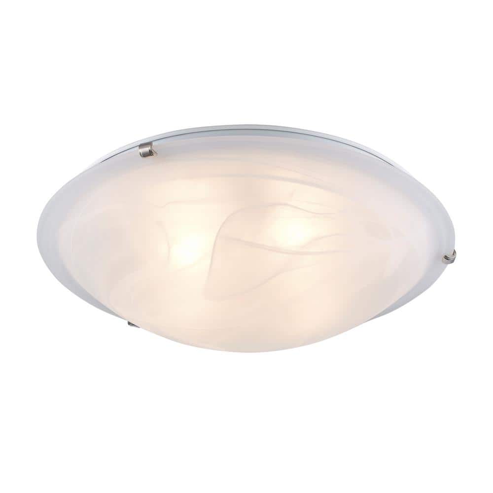 20 in. 4-Light Brushed Nickel Flush Mount Ceiling Light Fixture with Marbleized Glass Shade - Hercitys