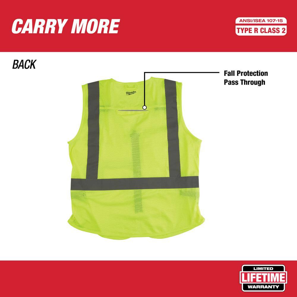 2X-Large /3X-Large Yellow Class 2-High Visibility Safety Vest with 10 Pockets (4-Pack) - Hercitys