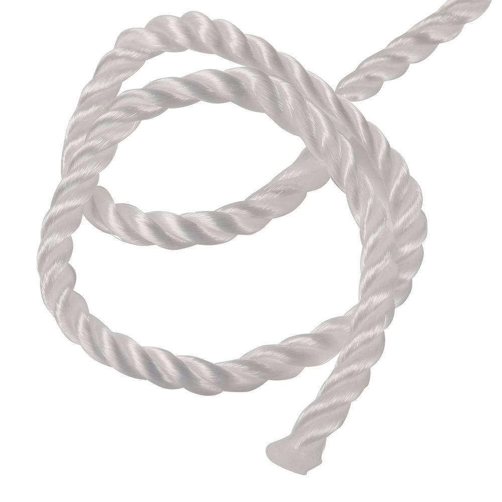 3/8 in. x 100 ft. White Twisted Polypropylene Rope - Hercitys