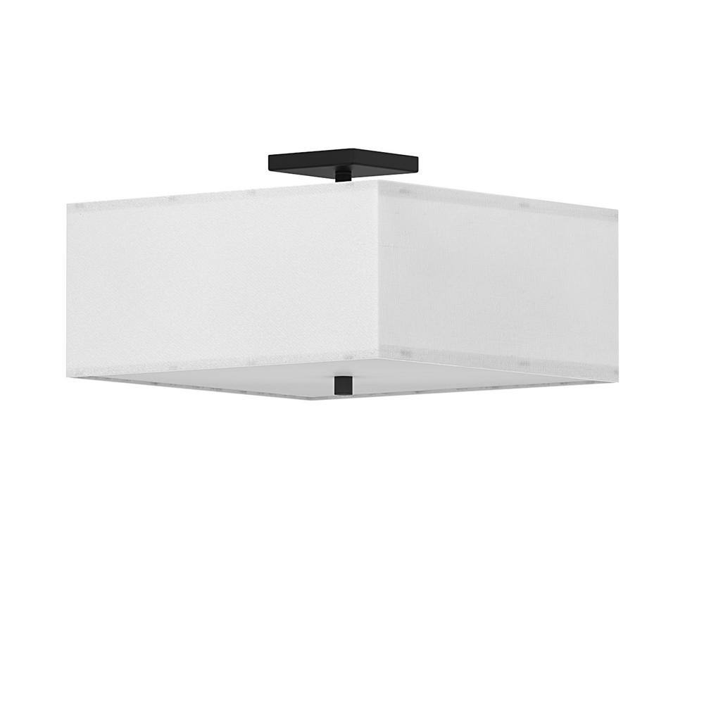 17 in. 4-Light White Fabric Square Semi-Flush Mount Light - Hercitys