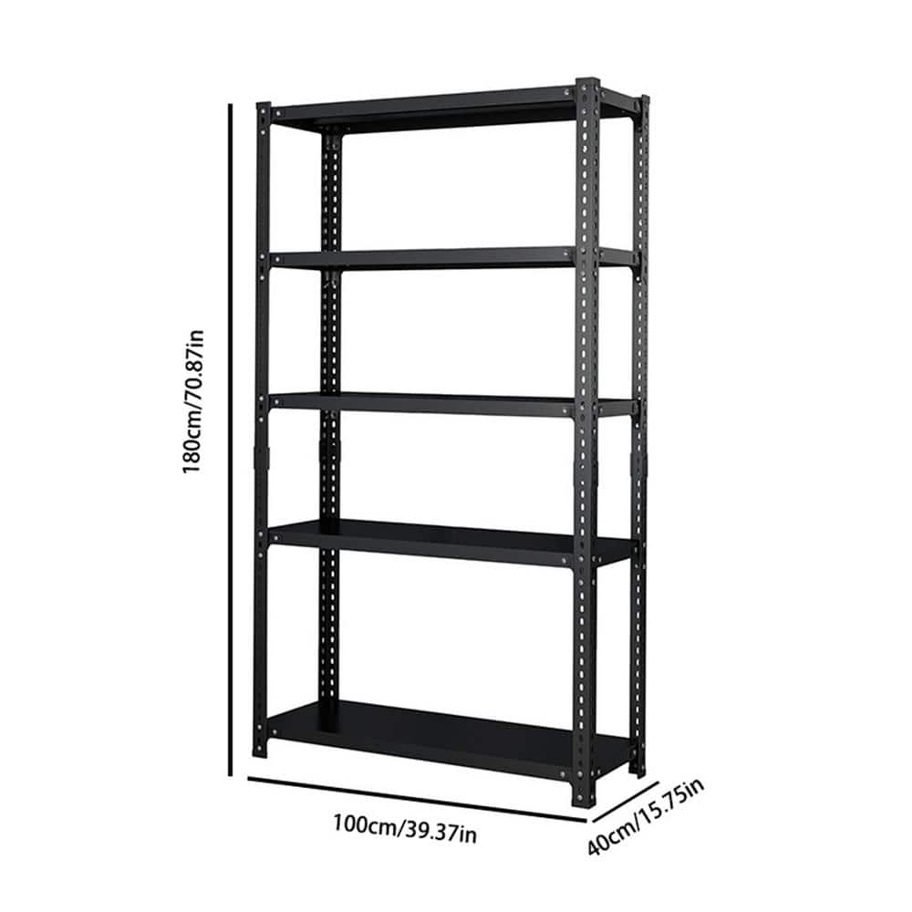 4-Tier Metal Storage Non-Wheeled Adjustable Cart in Black - Hercitys