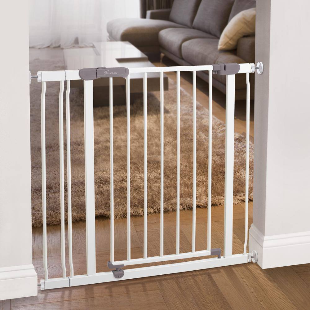 30 in. Tall Metal Ava 29.5 in. -36.5 in. Wide Pressure Mounted Walk-Thru Baby Gate – White - Hercitys