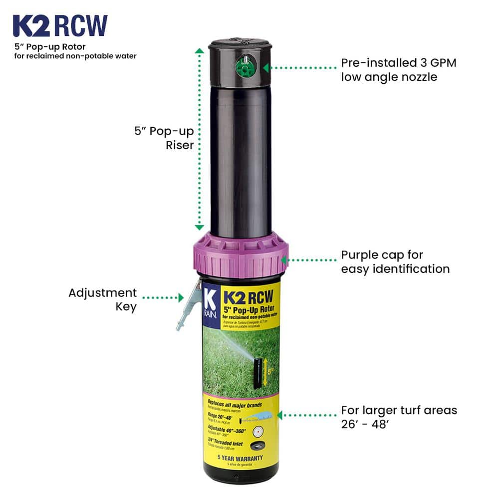 5 in. K2 Smartset Reclaim Water Gear Drive Pop-Up,Rotary Sprinkler - Hercitys