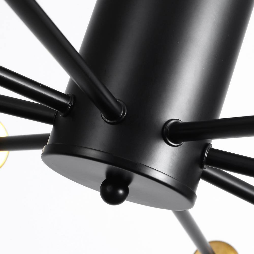 30.12 in. 8-Light Black and Gold Sputnik Transitional Flush Mount Ceiling Lights - Hercitys