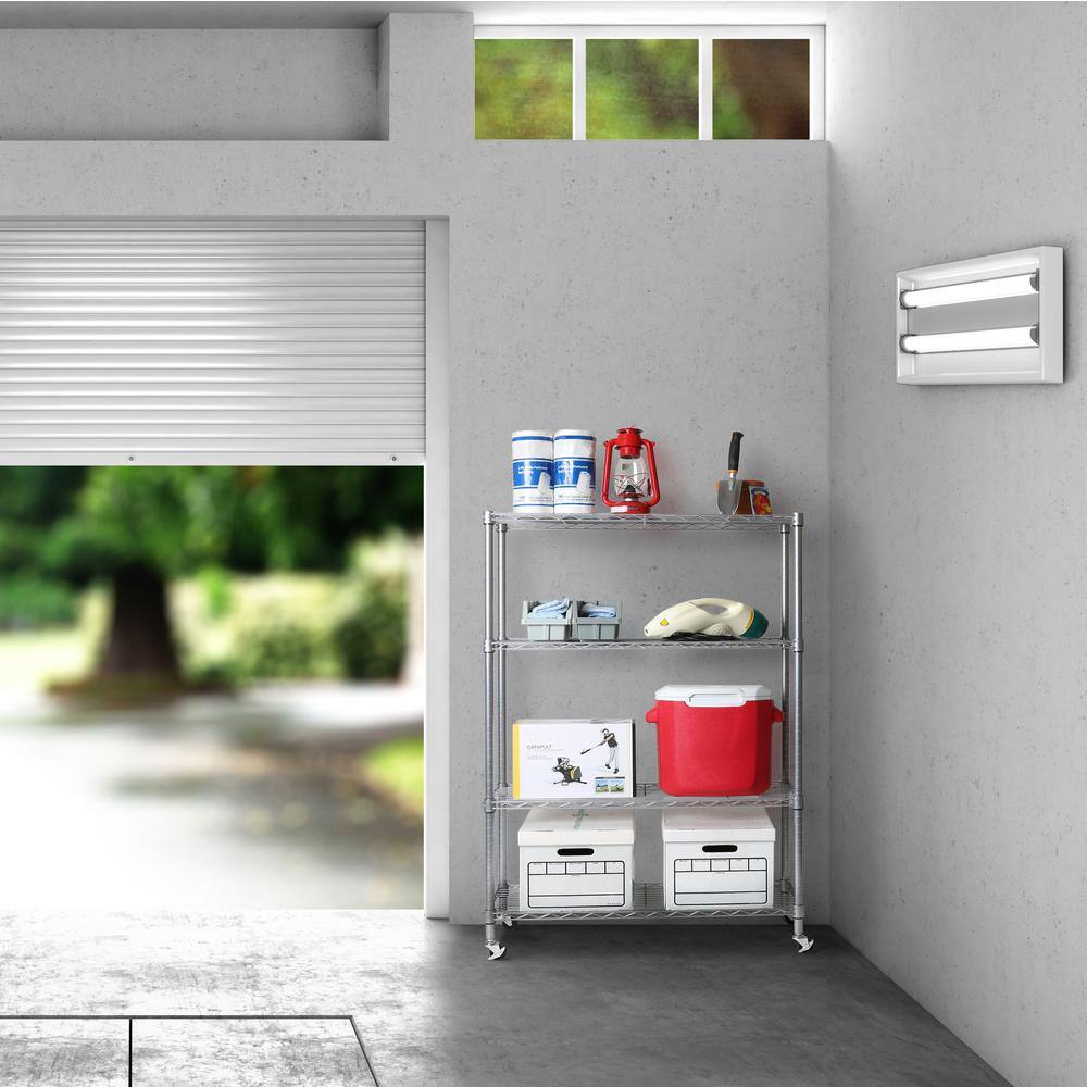 4-Tier Steel Wire Shelving System in Silver (36 in. W x 14 in. D x 56.5 in. H) - Hercitys