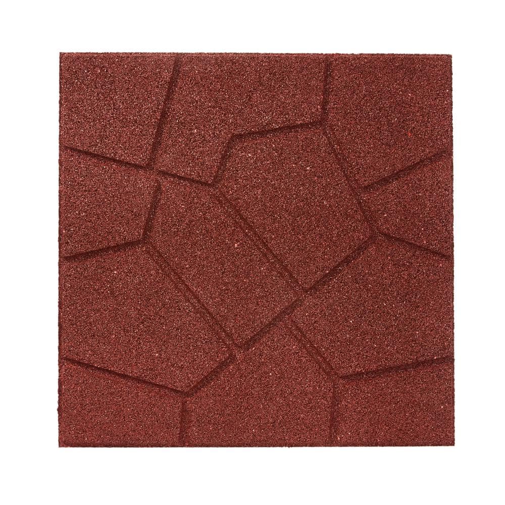 16 in. x 16 in. x 3/4 in. Red Dual-Sided Rubber Paver (9-Pack) - Hercitys