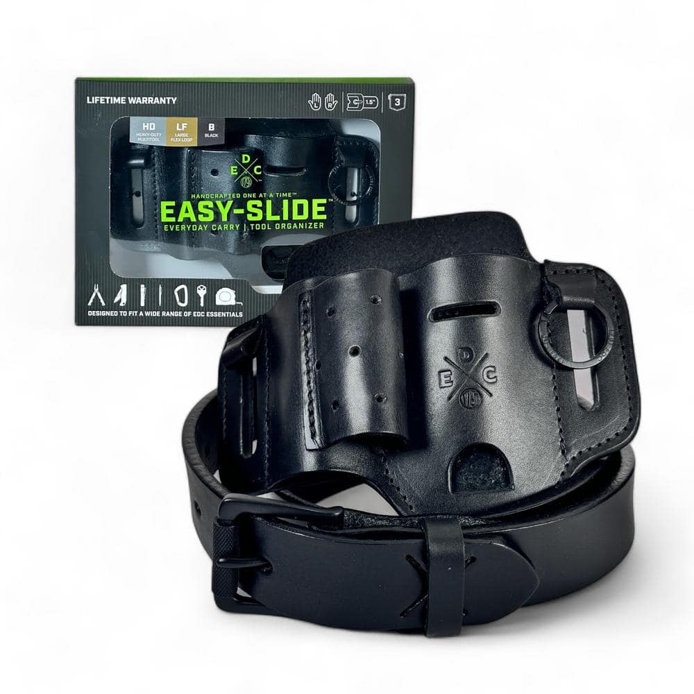 1.5 in. Work Belt Size 38 Black with Heavy-Duty Easy-Slide Large Flex EDC Tool Organizer - Hercitys