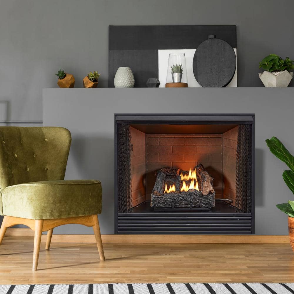 18 in. 30,000 BTU Manual Control Country Oak Vent Free Dual Fuel Gas Log Set - Hercitys