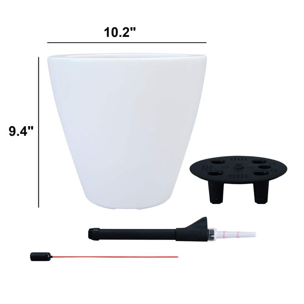 5.5/10 in. White Round Cone Plastic Self-watering Planter Pot, Set of 2 - Hercitys