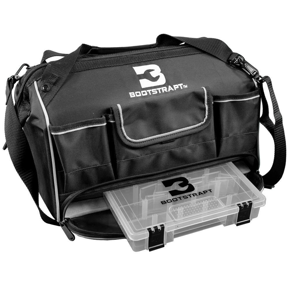 16 in. Large Mouth Tool Bag with Integrated Parts Bin Compartment - Hercitys