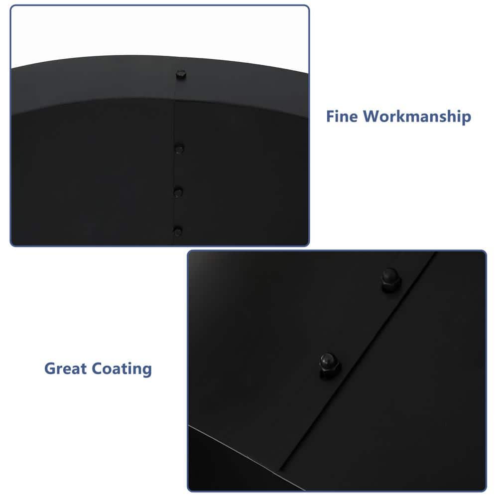 36 in. W x 10 in. H Round Steel Wood Black Fire Pit - Hercitys