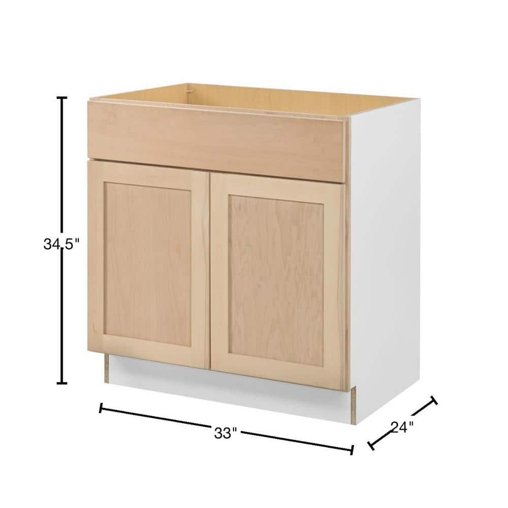 33 in. W x 24 in. D x 34.5 in. H Ready to Assemble Sink Base Kitchen Cabinet in Unfinished with CLICKREADY Technology - Hercitys