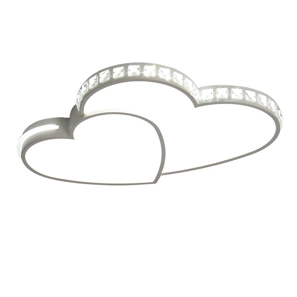 20 in. 1-Light White Integrated LED Flush Mount Heart Shape Design Ceiling Light - Hercitys