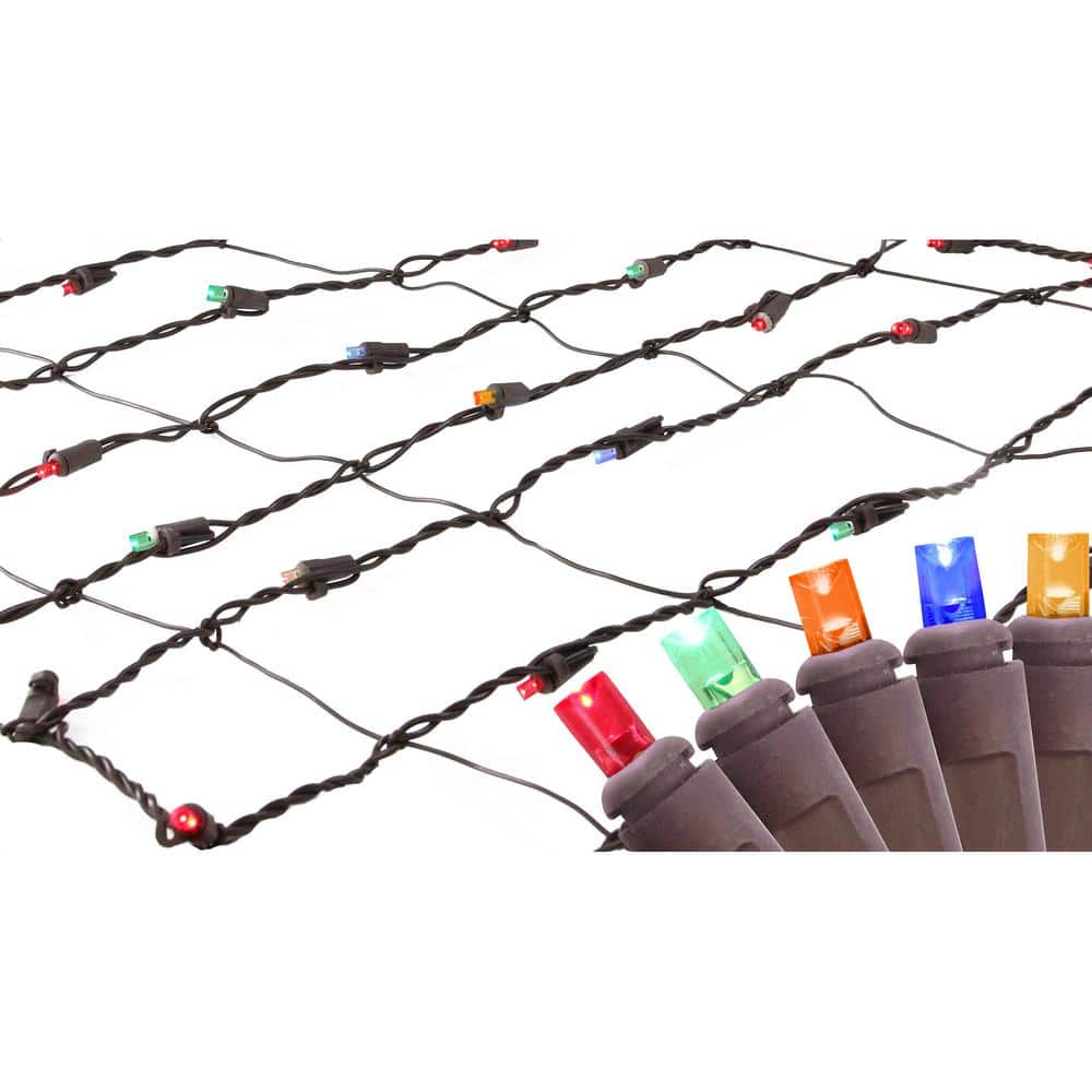 2 ft. x 8 ft. Multi-Color LED Net Style Tree Trunk Wrap Christmas Lights with Brown Wire - Hercitys
