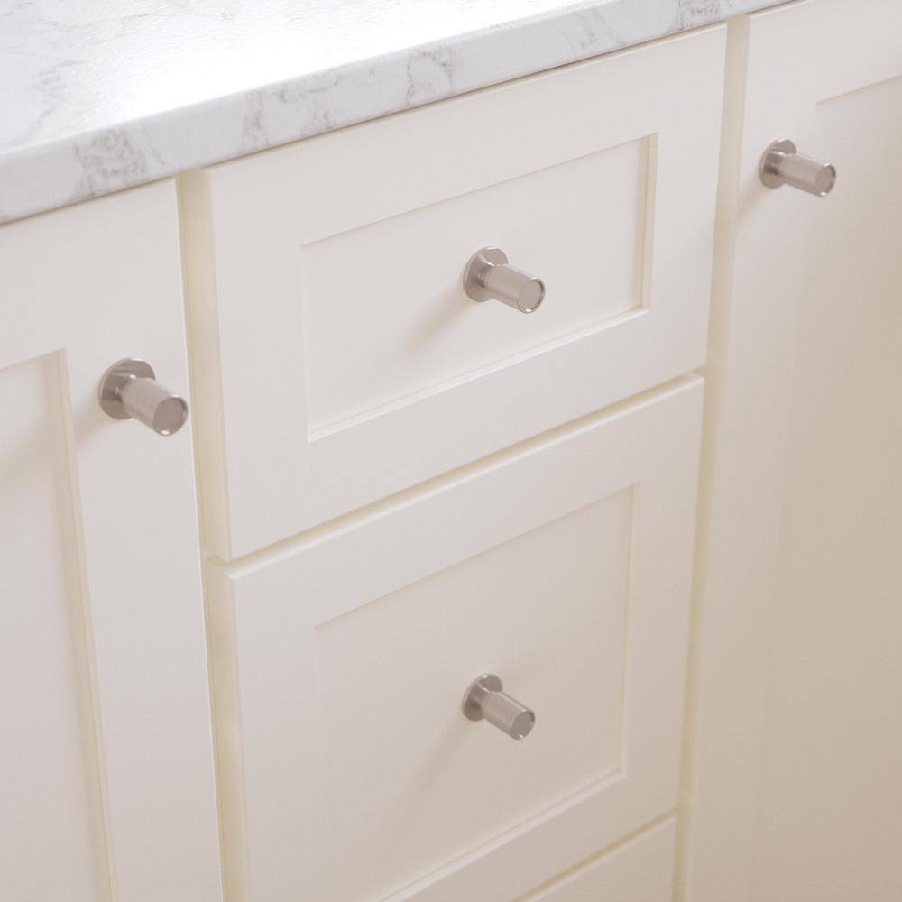 (10-Pack) Round Layered Backplate 1 in. (25 mm) Modern Satin Nickel Round Cabinet Knobs - Hercitys