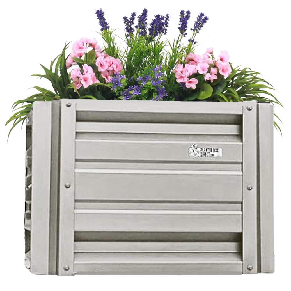 24 inch by 24 inch Square Ash Grey Metal Planter Box - Hercitys