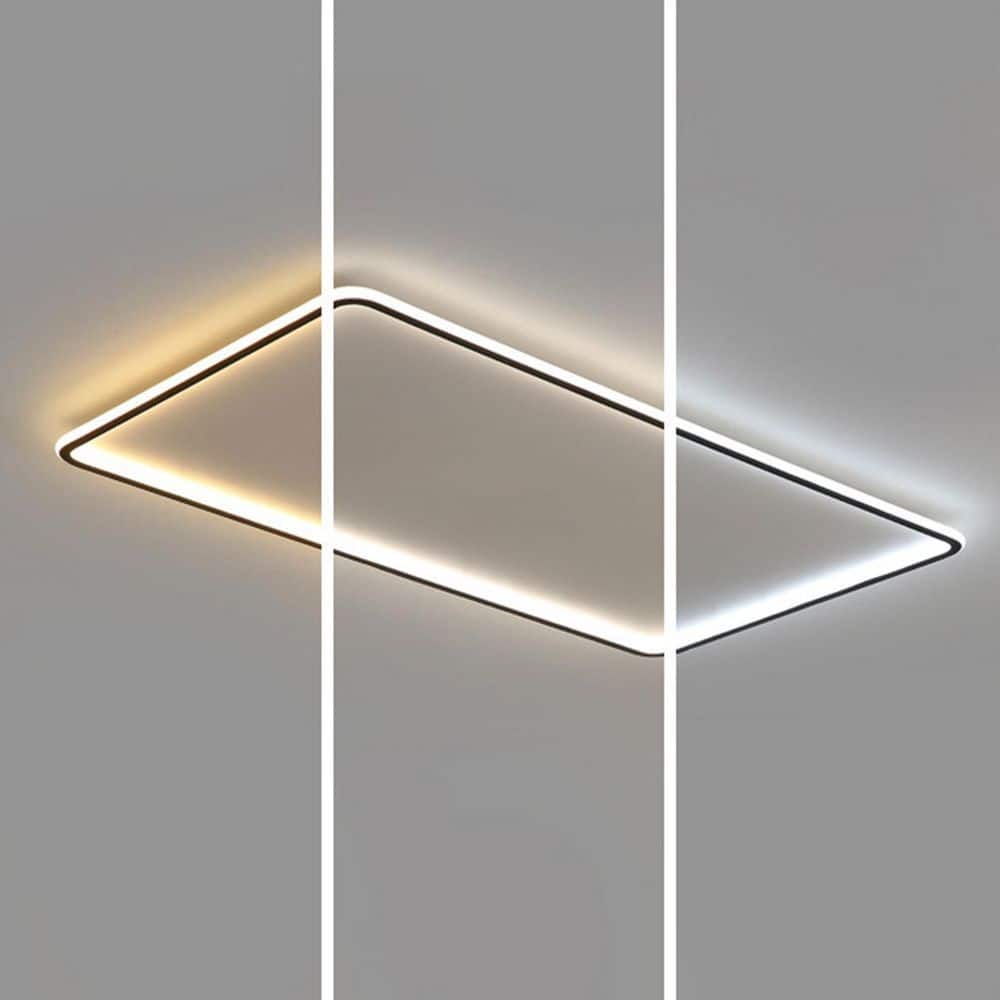 35.5 in. 1-Light White Modern Rectangular Shape Selectable LED Flush Mount Ceiling Light - Hercitys