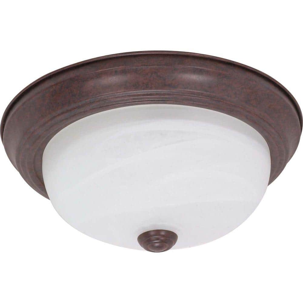 3-Light Old Bronze Flush Mount with Alabaster Glass - Hercitys