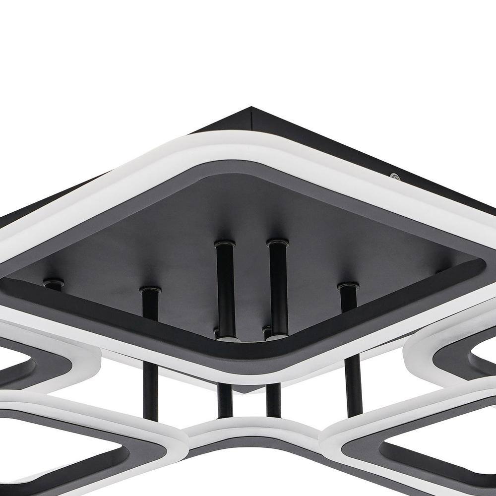 40.2 in. 7-Light Black and White Modern Geometric Selectable LED Semi-Flush Mount Ceiling Light with Remote - Hercitys
