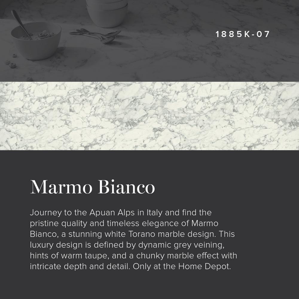4 ft. x 8 ft. Laminate Sheet in Marmo Bianco Premium Textured Gloss Finish - Hercitys
