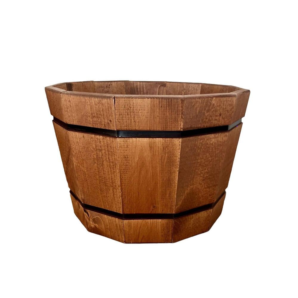 20 in. Orinda Large Wood Barrel Planter - Hercitys