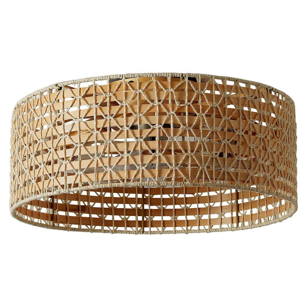 19.29 in. 4-Lights Indoor Brown Handwoven Rattan Caged Ceiling Fan with Remote Included No Bulbs - Hercitys