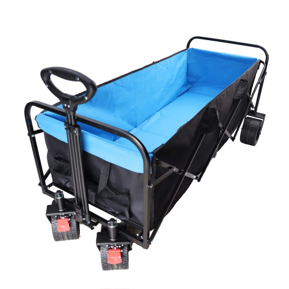 5.82 cu. ft. Steel Folding Garden Cart in Black and Blue Versatile Garden Cart - Hercitys