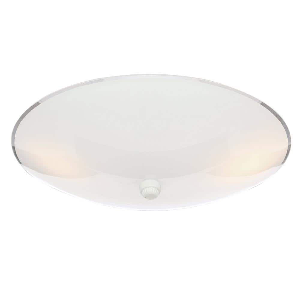 2-Light White Flush Mount with White Glass - Hercitys