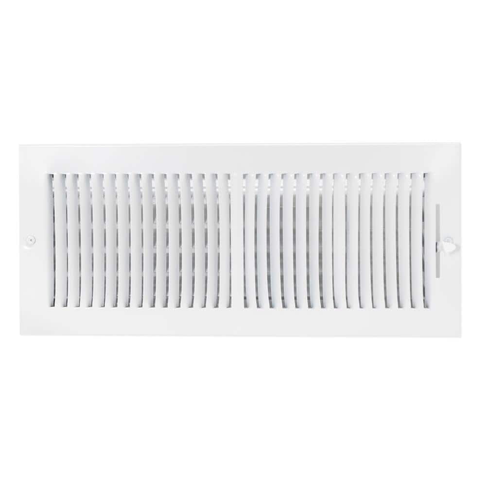16 in. x 6 in. 2-Way Steel Wall/Ceiling Register, White - Hercitys