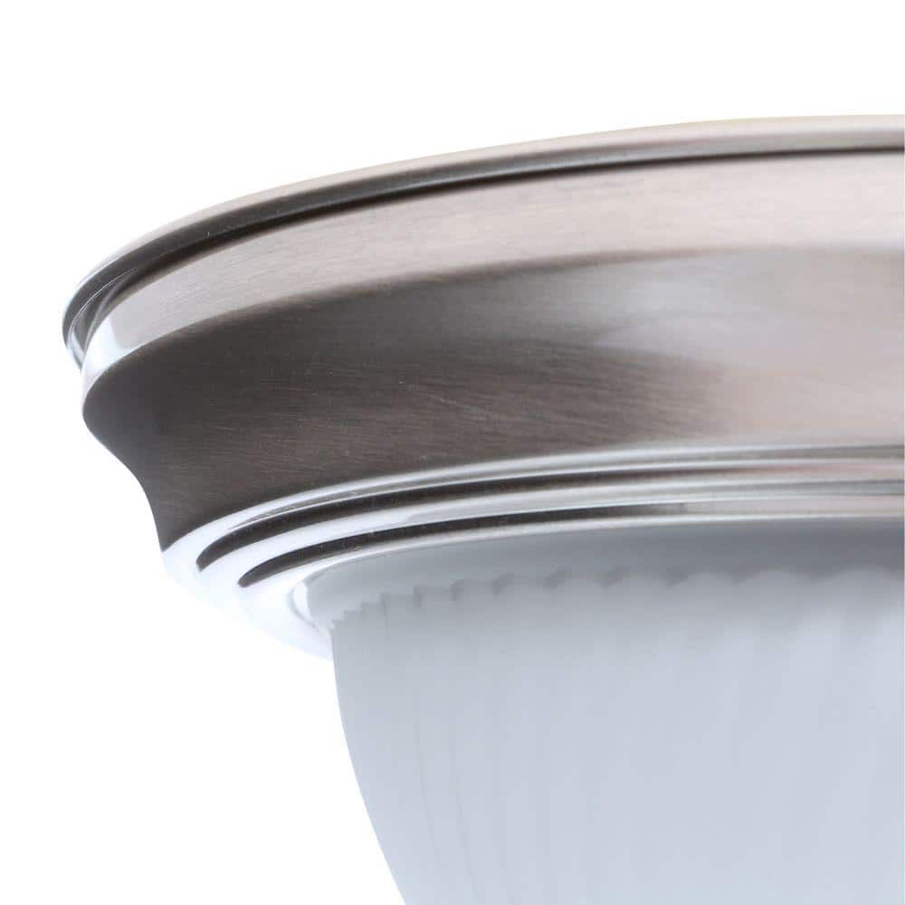 11 in. 2-Light Brushed Nickel Flush Mount with Frosted Swirl Glass Shade - Hercitys