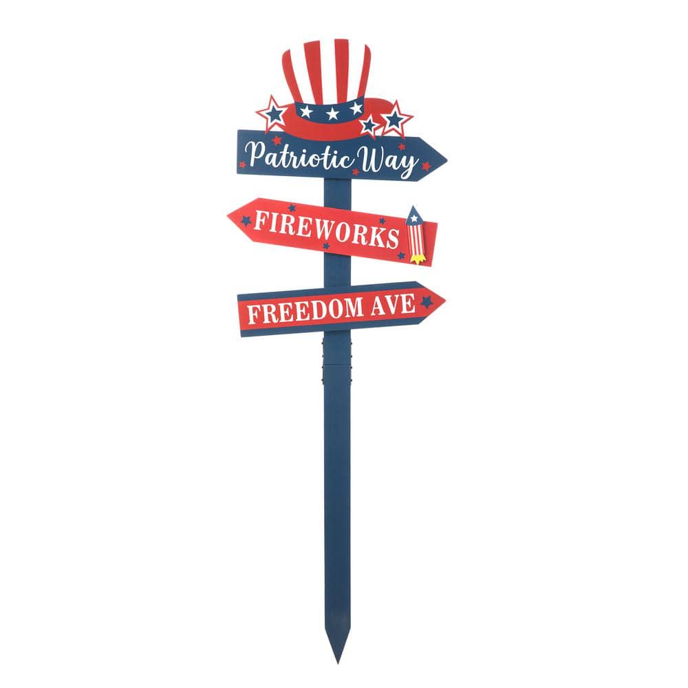36 in. H Patriotic/Americana Wooden Top Hat Word Sign Yard Stake (KD) - Hercitys